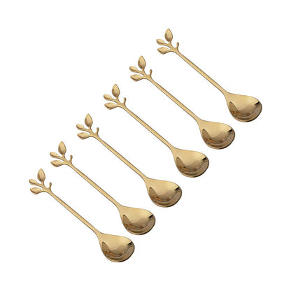Theelepels – Goudkleurig RVS, 14 cm - Set van 6