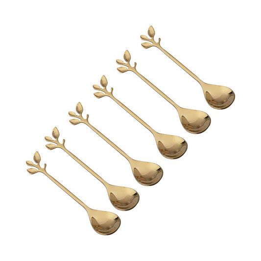 Theelepels – Goudkleurig RVS, 14 cm - Set van 6