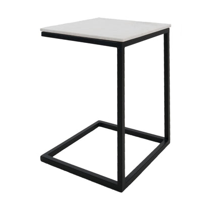 Bijzettafel Mitch Marmer - Wit/Zwart | woon-meubel.nl