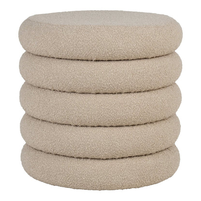 Brooklyn Pouf - Pouf with storage space, curled, beige, Ø44x44 cm