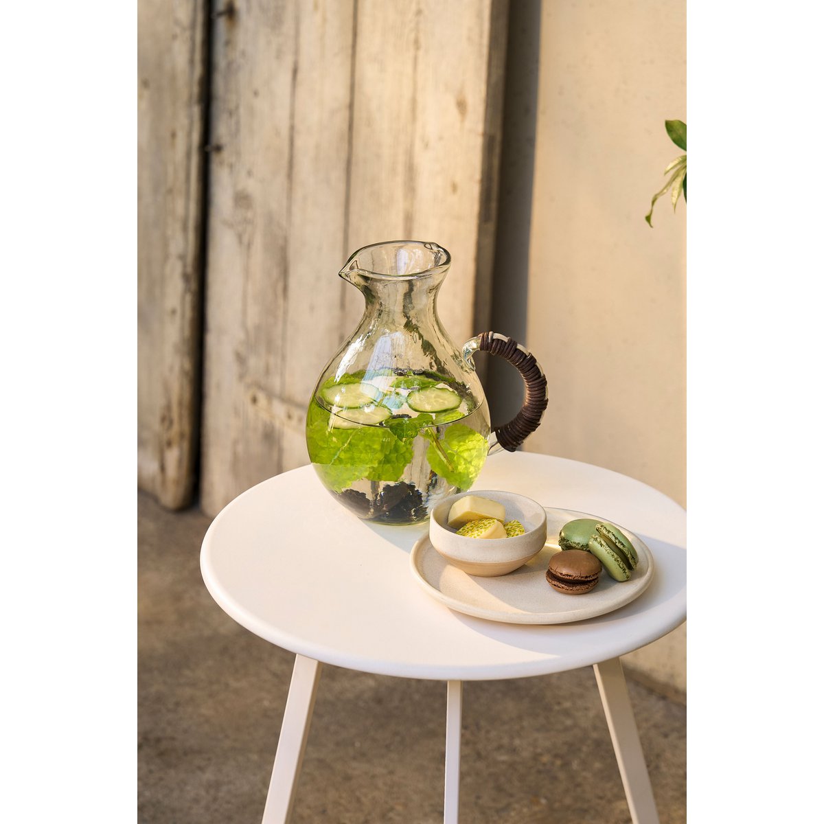 Bijzettafel Buiten - H58 x Ø38 cm - Metaal - Wit |woon-meubel.nl