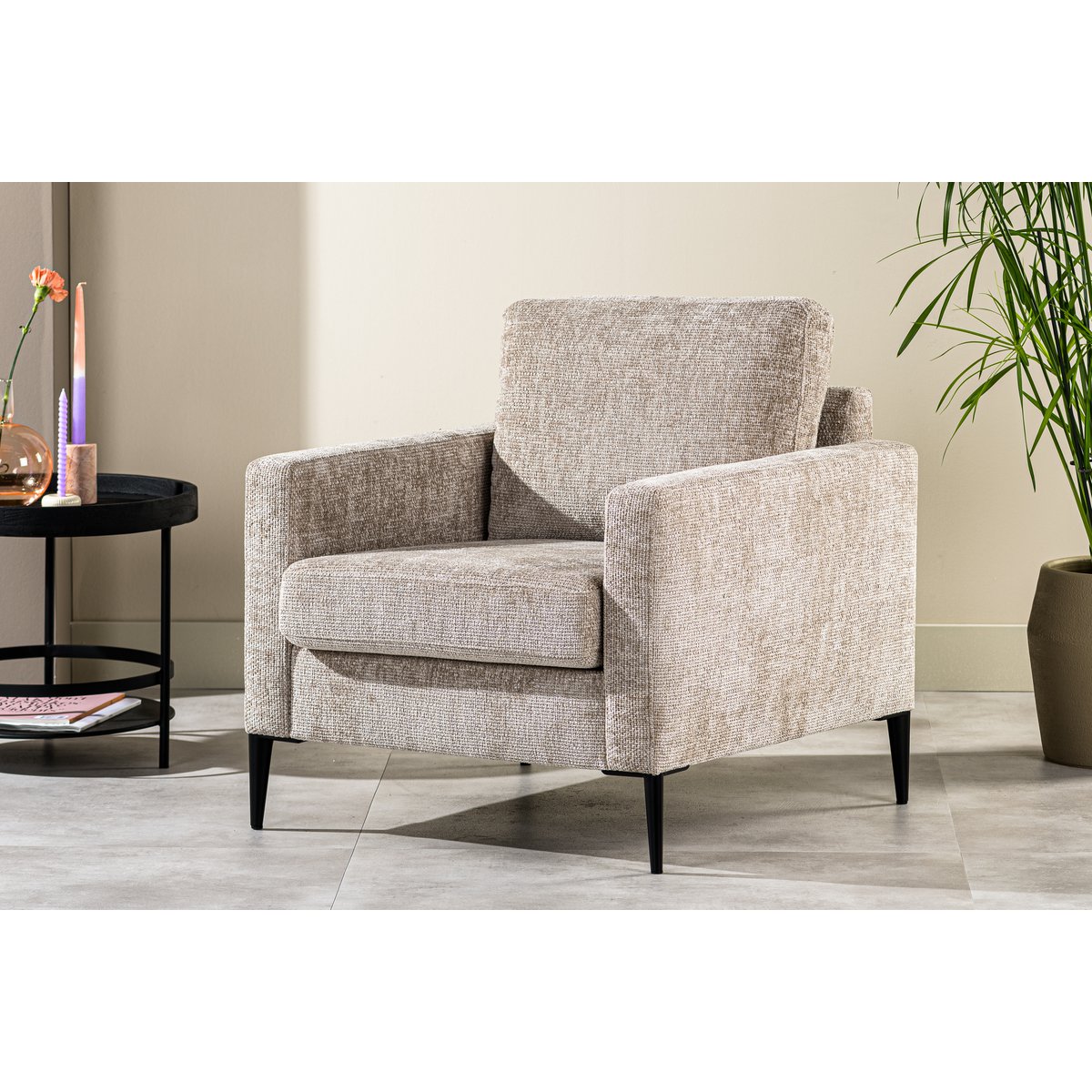 1 zits fauteuil, stof Elite, E720 champagne