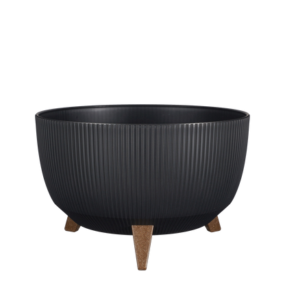Pot de fleurs sur pieds Doppio - H20,5 x Ø40 cm - Plastique recyclé - FSC Mix - Noir