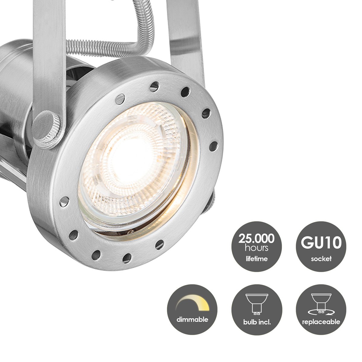 LED Opbouwspot Robo V4 - dimbaar - geborsteld staal