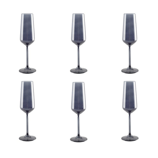 Black Champagne glazen - Set van 6 |woon-meubel.nl