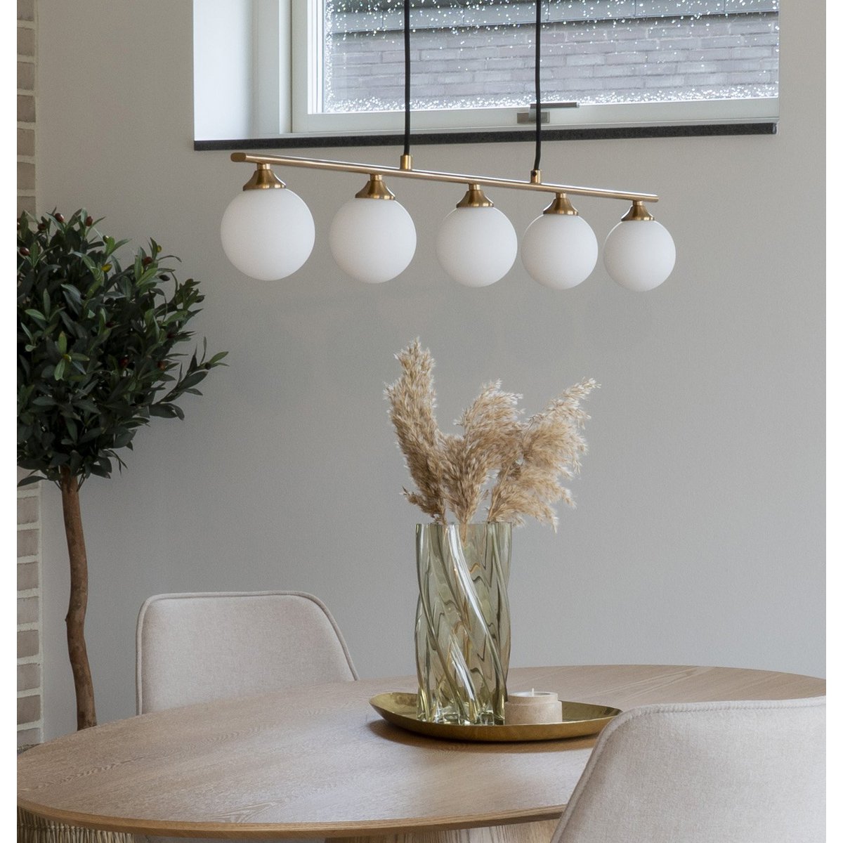 Halifax Hanglamp – Glas en Messing | Luxe Hanglamp | woon-meubel.nl