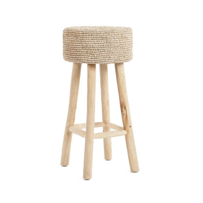 De Raffia-barkruk, teakhout, raffia |woon-meubel.nl