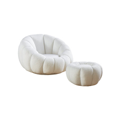 Fauteuil- en krukset wit teddybont |woon-meubel.nl
