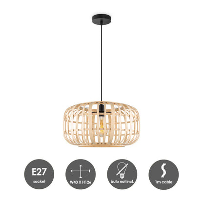 Boheemse Hanglamp Bamboe Lampenkap 40 x 126 cm |woon-meubel.nl