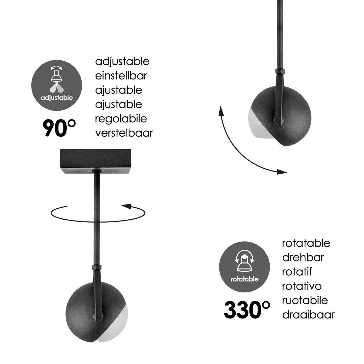 LED Opbouwspot Nop - incl. dimbare LED lamp - zwart