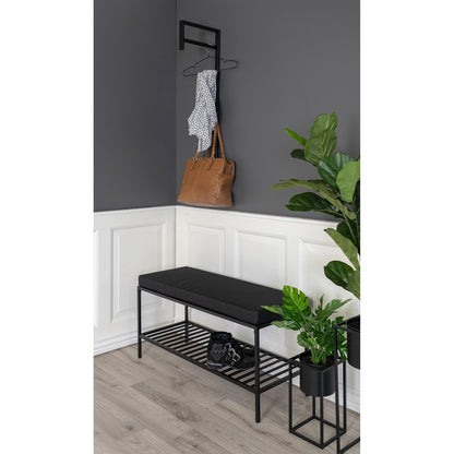 Zitbank met Opbergplank &amp; Kussen – Zwart | House Nordic ApS