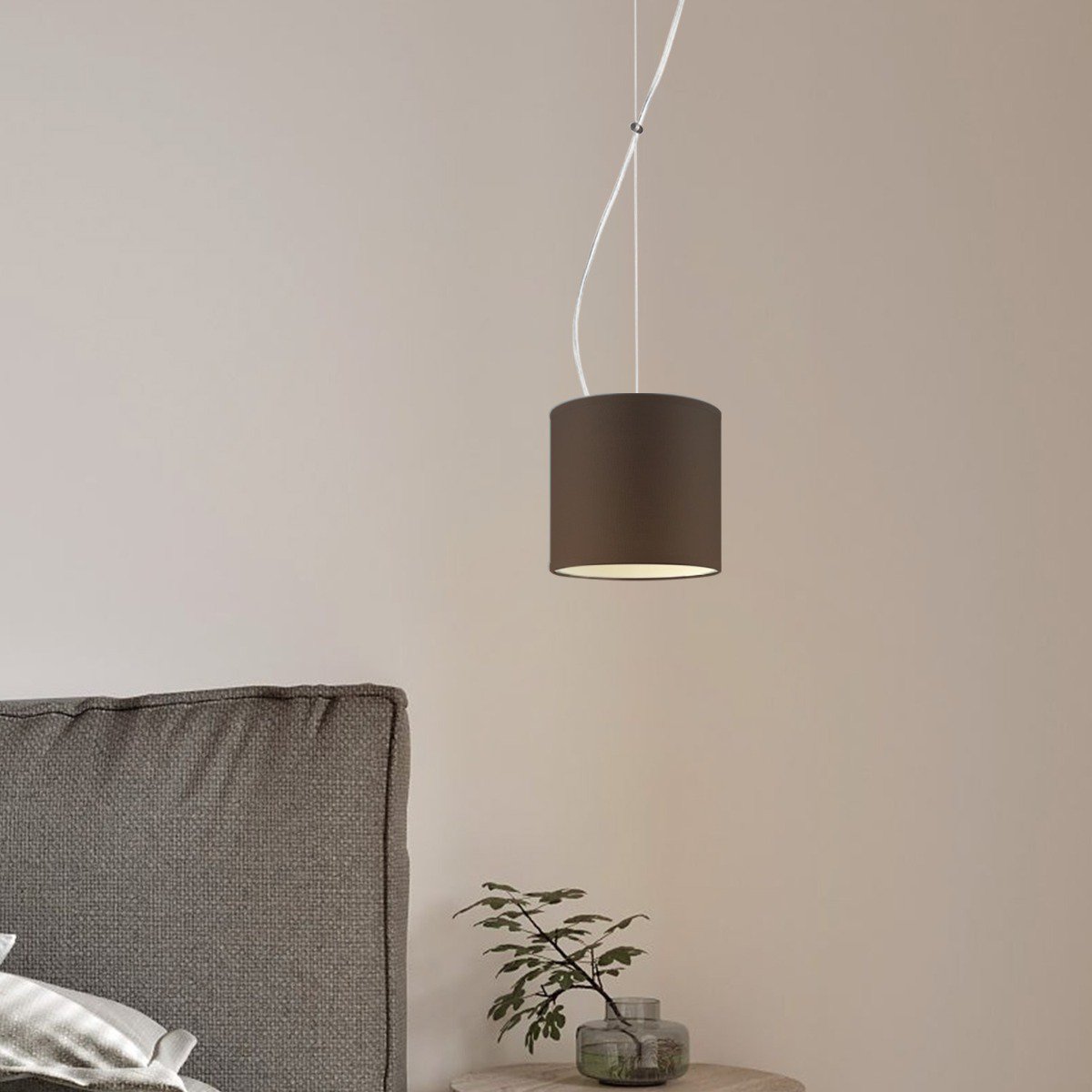 Hanglamp Deluxe met lampenkap, E27, chocolade, 16cm