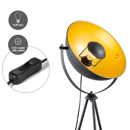 Classic Floor Lamp Letal - Standing Lamp - Black/Gold