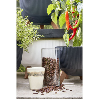Pot de fleurs sur pieds Doppio - H20,5 x Ø40 cm - Plastique recyclé - FSC Mix - Noir