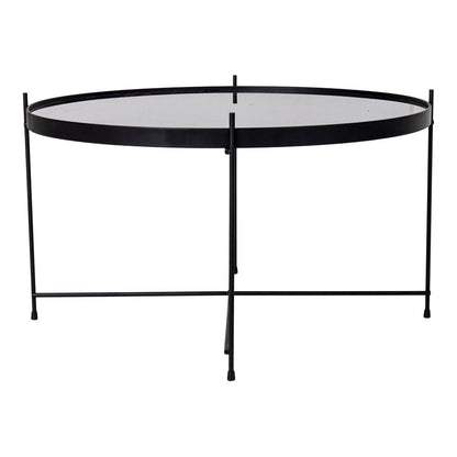 Venezia Salontafel - Salontafel zwart staal met glas ø70 |woon-meubel.nl