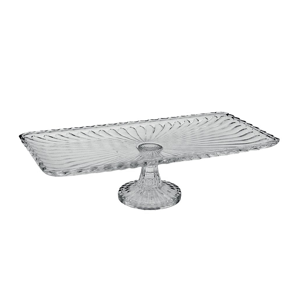 Aulica Rechthoekige Glazen Cakedisplay op Voet – 38 cm