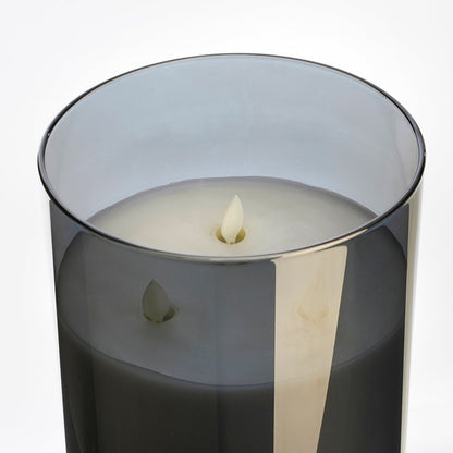 LED Candle - H20 x Ø15 cm - Glass/Wax - Grey