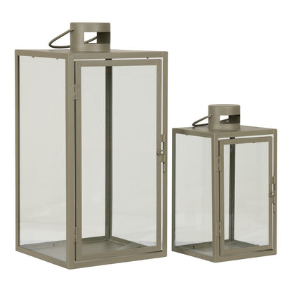 Corfu Lantaarns - Groen, Staal, Glas - Set van 2