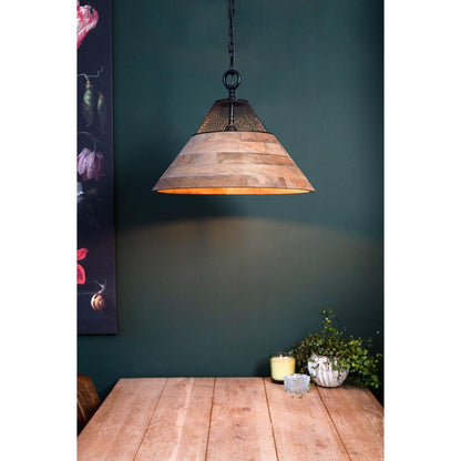 Pendant lamp TONY natural wood + matt black Ø50x30cm