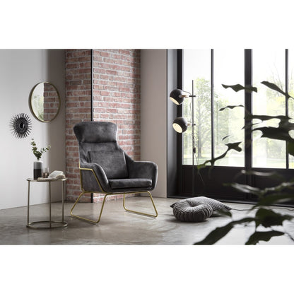 Loungestoel van grijs fluweel |woon-meubel.nl