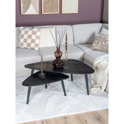Table basse Jamal – Bois de manguier noir – Lot de 2