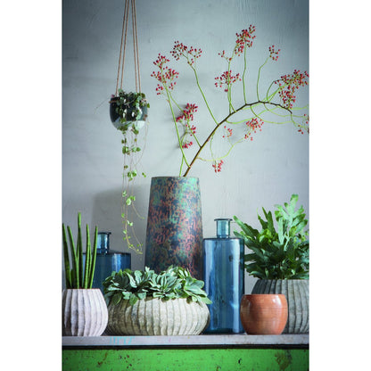 Guan Bottle Vase - H40 x Ø15 cm - Recycled Glass - Blue