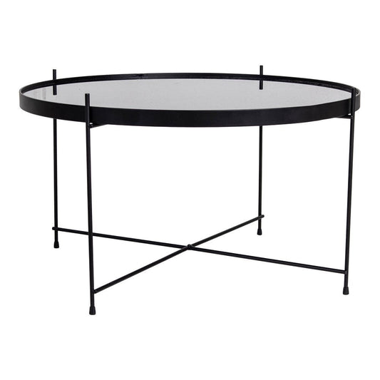 Venezia Salontafel - Salontafel zwart gepoedercoat staal met glas ø70xh40cm