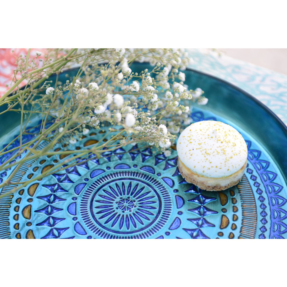 Aulica Coachella Blue Glass Tray – Ronde Blauwe Glazen Dienblad 34,5 cm