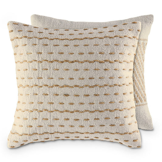 Sierkussen 40x40 cm Set van 2 – Handgemaakt van Katoen & Jute – Natuurlijke Look