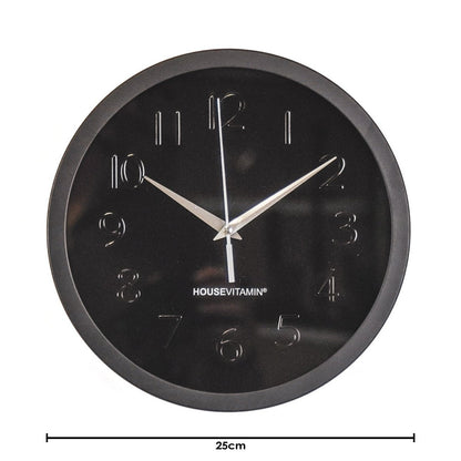 Wandklok – Rond – Metaal & Glas – Zwart – 25 cm | woon-meubel.nl