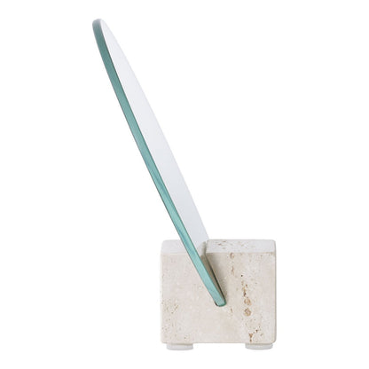 Tafelspiegel - Beige, glas, travertijn, Ø18x18cm |woon-meubel.nl