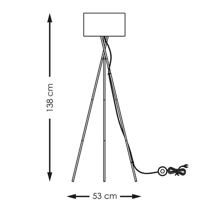 Lampadaire Moderne - Abat-jour noir doré - 53x53x138