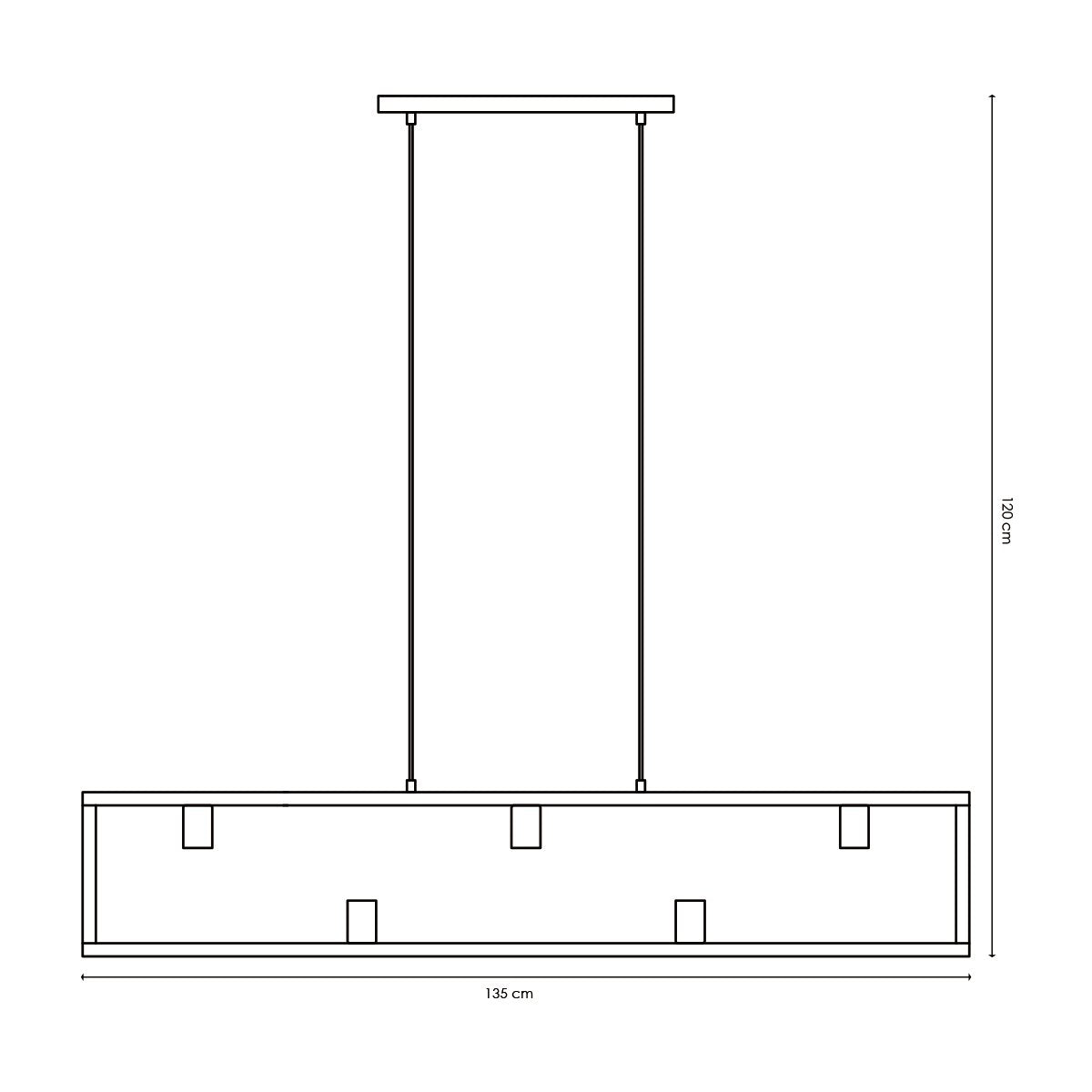 Hanglamp Preto 5 lichts - Zwart - 135x12x120cm