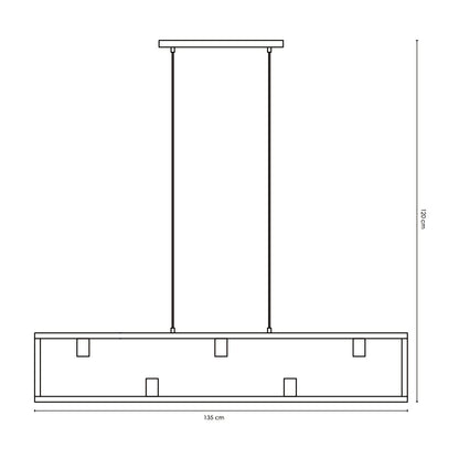 Hanglamp Preto 5 lichts - Zwart - 135x12x120cm