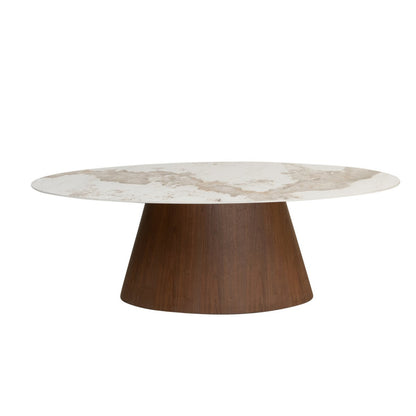 Ellipse eettafel keramiek marmer|woon-meubel.nl