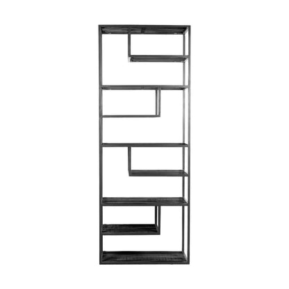 Vakkenkast Huub Zwart Mangohout 210 x 80 cm - Roomdivider |woon-meubel.nl