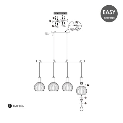 Hanging lamp Credo - Brass - 101x20x195cm