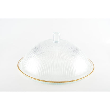 Aulica Glazen Cakestolp met Gouden Rand – 32 cm