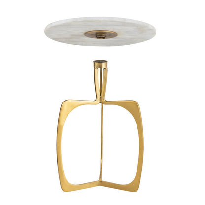 Luxe Ronde Bijzettafel van Marmer & Aluminium – Zilver/Zwart of Goud/Wit – Ø45 x H56 cm