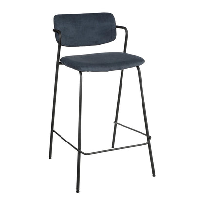 Nanet Barkruk - H91 cm - Velvet - Donkerblauw |woon-meubel.nl