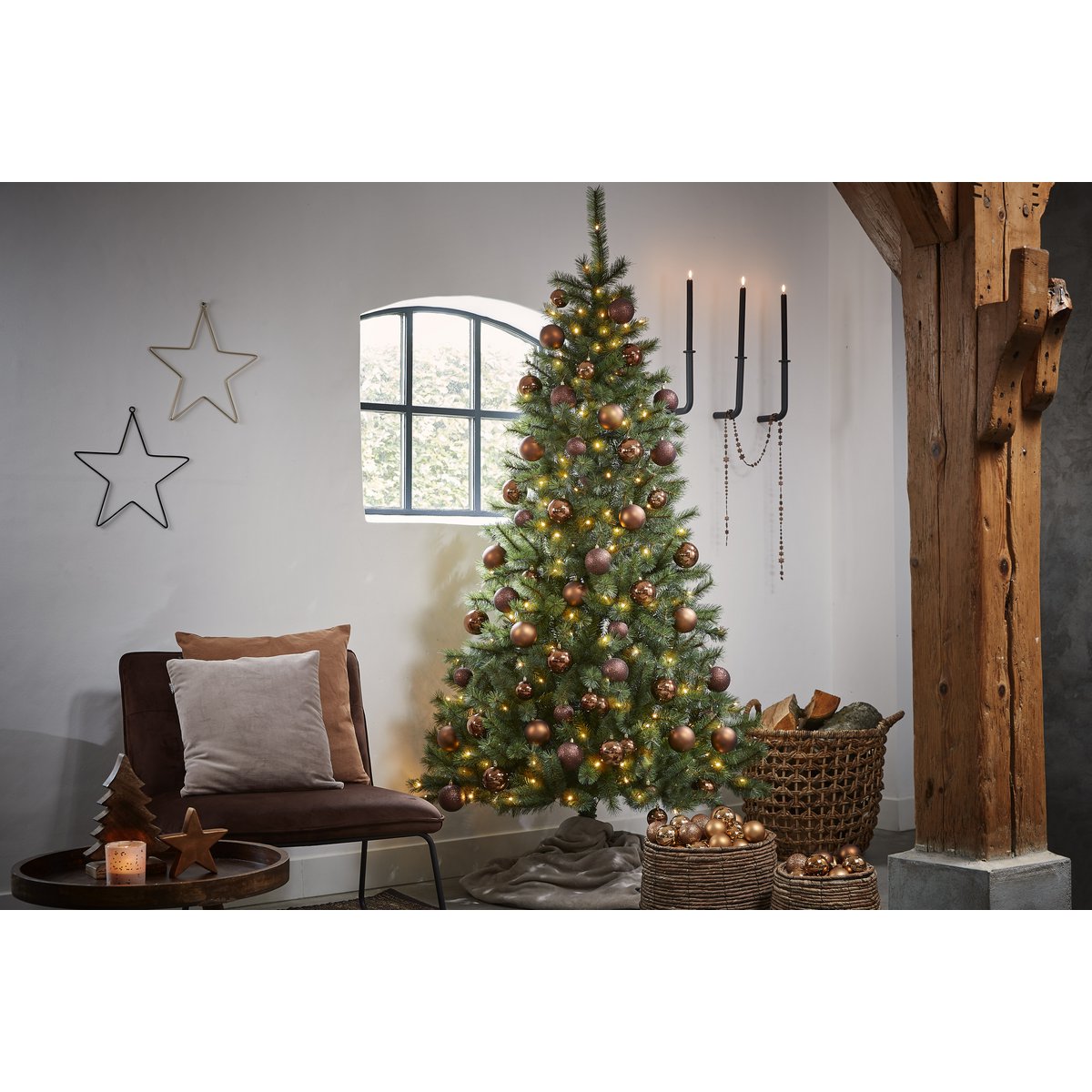 Kingston Kunstkerstboom met LED Verlichting - H215 x Ø117 cm - Groen