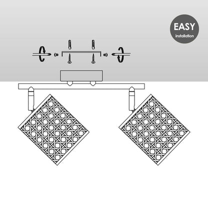 National LED Surface-mounted Spot Rattan 2L - Black