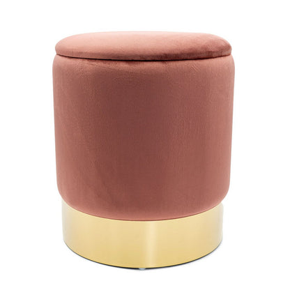 🛋️ Voglrieder Velours Hocker – Ø 31 x H 38 cm – Met Opbergruimte – Zachte Zithocker van Velours – Verkrijgbaar in 7 Kleuren