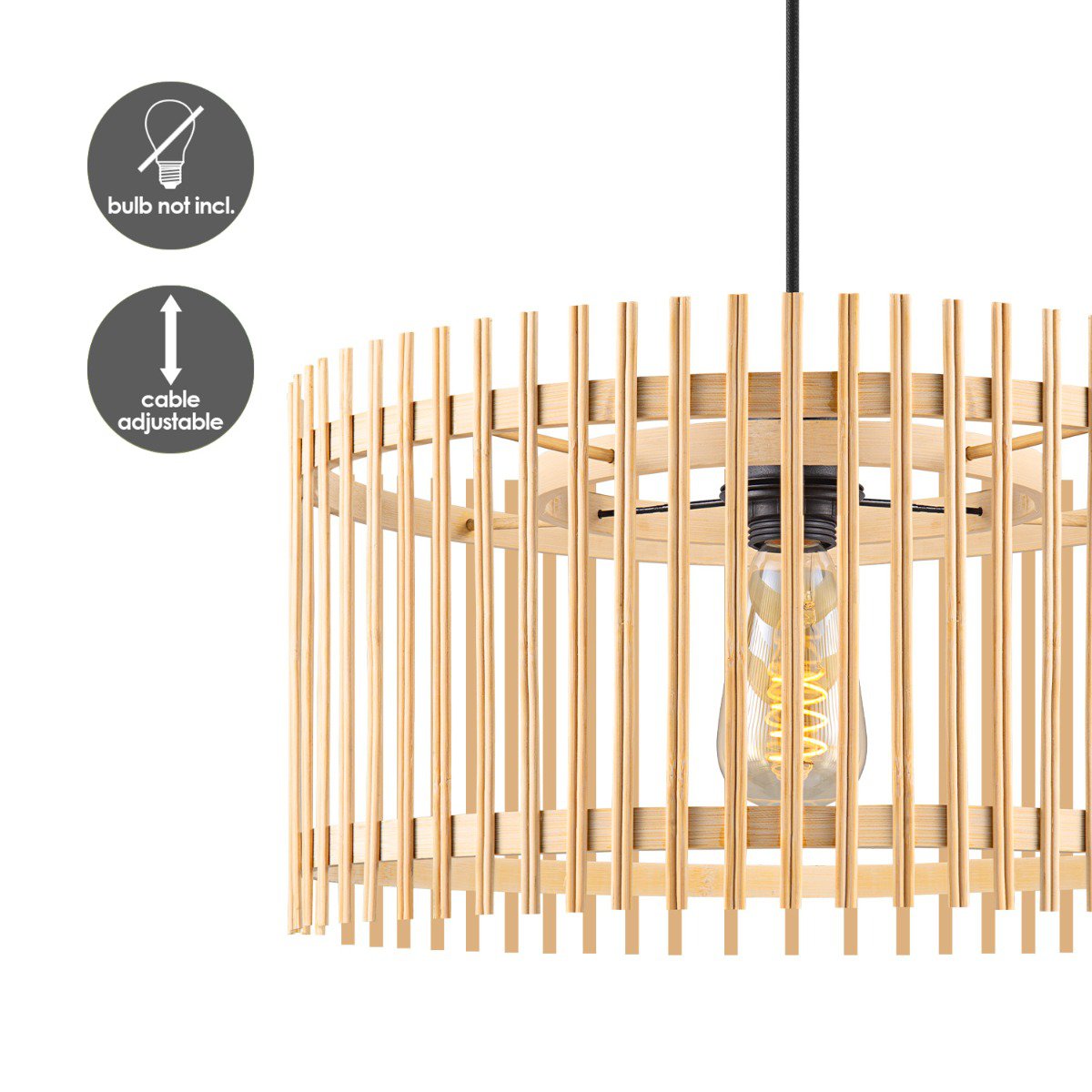 Bohemien Hanglamp Bamboe kap Ø40 x 126 cm (B X H) |woon-meubel.nl