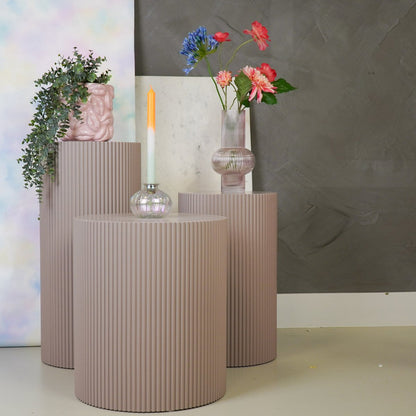Bijzettafel - Cilinder- MDF -Taupe - 39x45cm