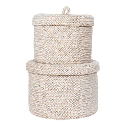 Sebal Basket - Basket with lid, beige - set of 2