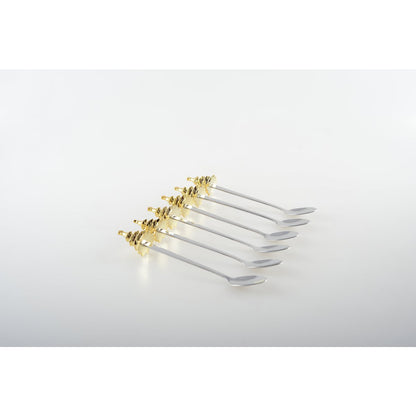 Gouden Fir Lepelset – Set van 6 Gouden Theelepels – Luxe Koffielepels
