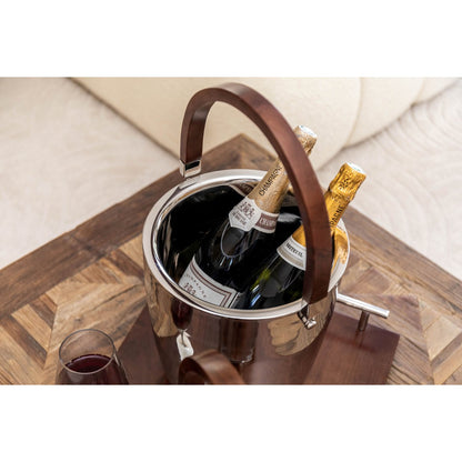 Double Wall Ice Cube Bucket with Wooden Lid
