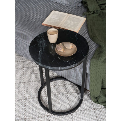 Bijzettafel Mitch Marmer Rond - Zwart | woon-meubel.nl