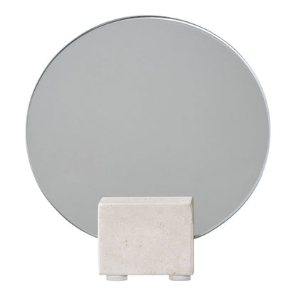 Tafelspiegel - Beige, glas, travertijn, Ø18x18cm |woon-meubel.nl